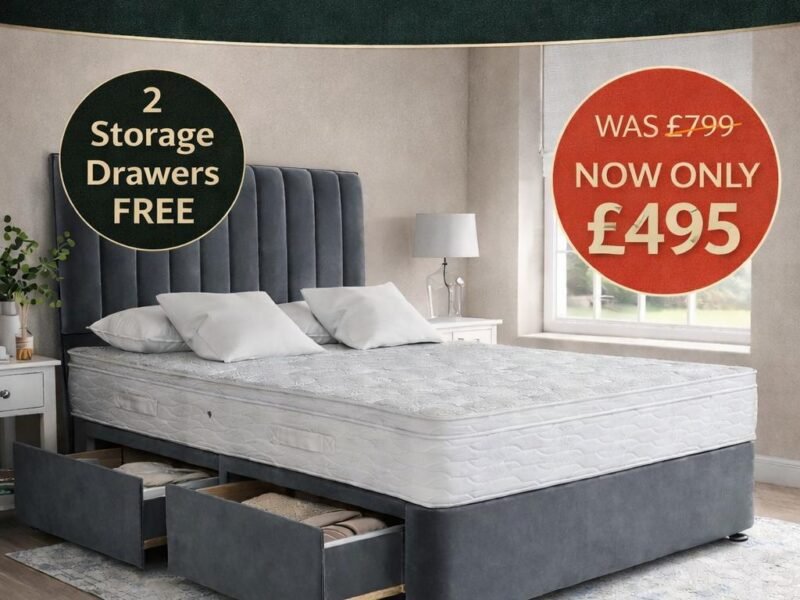 Premium Comfort: King Solid Divan Bed & Pillowtop Mattress Bundle