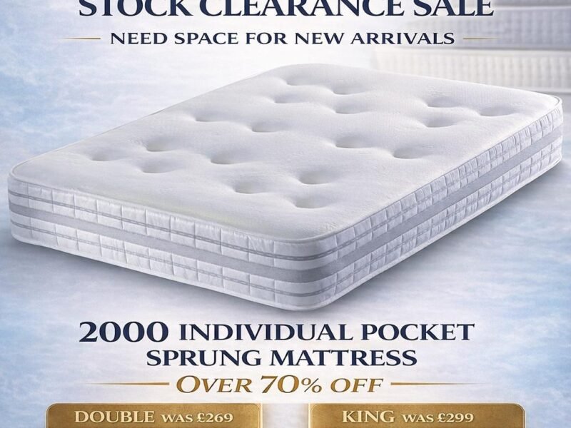 Huge Savings: 2000 Individual Pocket Sprung Mattress Clearance