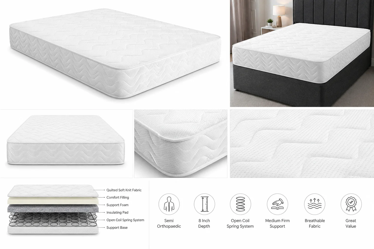 Semi Orthopaedic Mattress – 8 Inch Spring Mattress